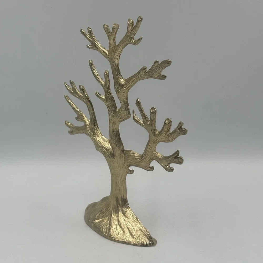 Vintage 1970's Cast Metal Gold Finish Jewelry Charms Accessory Tree BY SEARS